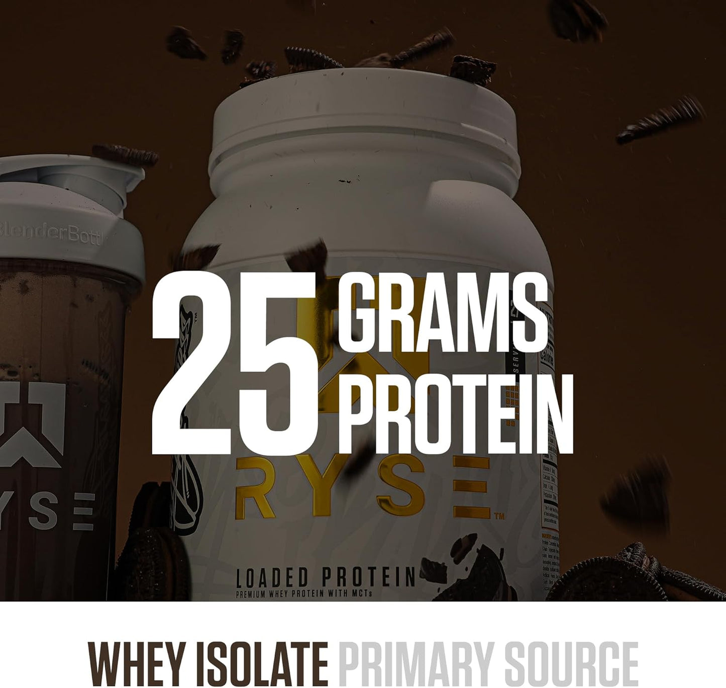 RYSE Loaded Protein Powder - Chocolate Cookie Blast - 25G Whey Protein Isolate & Concentrate with Prebiotic Fiber & Mcts - Low Carb, Low Sugar, Digestive-Friendly - 27 Servings / 2 Lb Tub