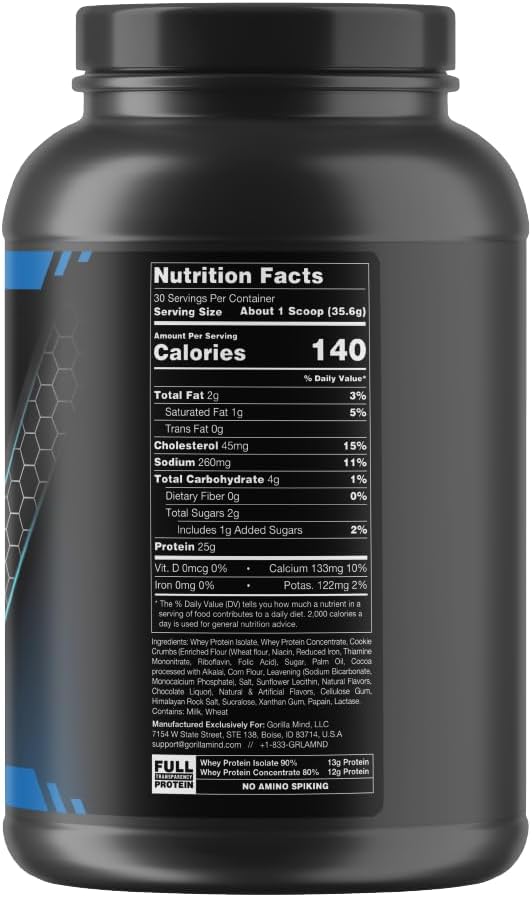 Premium Whey Protein - Cookies and Cream, 25 Grams of Whey Protein Isolate & Concentrate,Recover and Build Muscle (30 Servings)