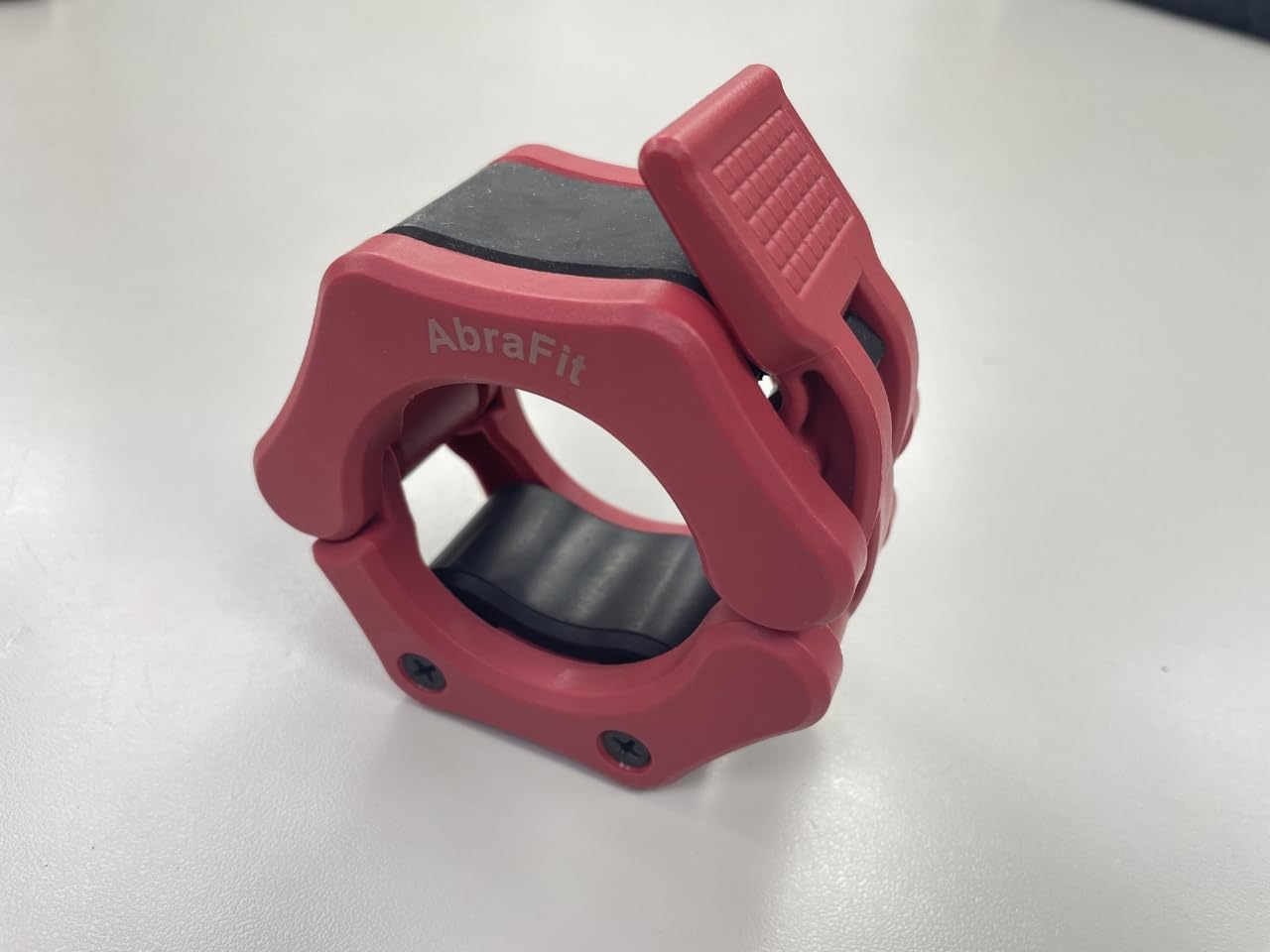 2” Olympic Barbell Clamps - Solid ABS Locking Barbell Collars with Quick Release - for Professional Training Strong Lifts and Olympic Training- Set of 2 (Red)