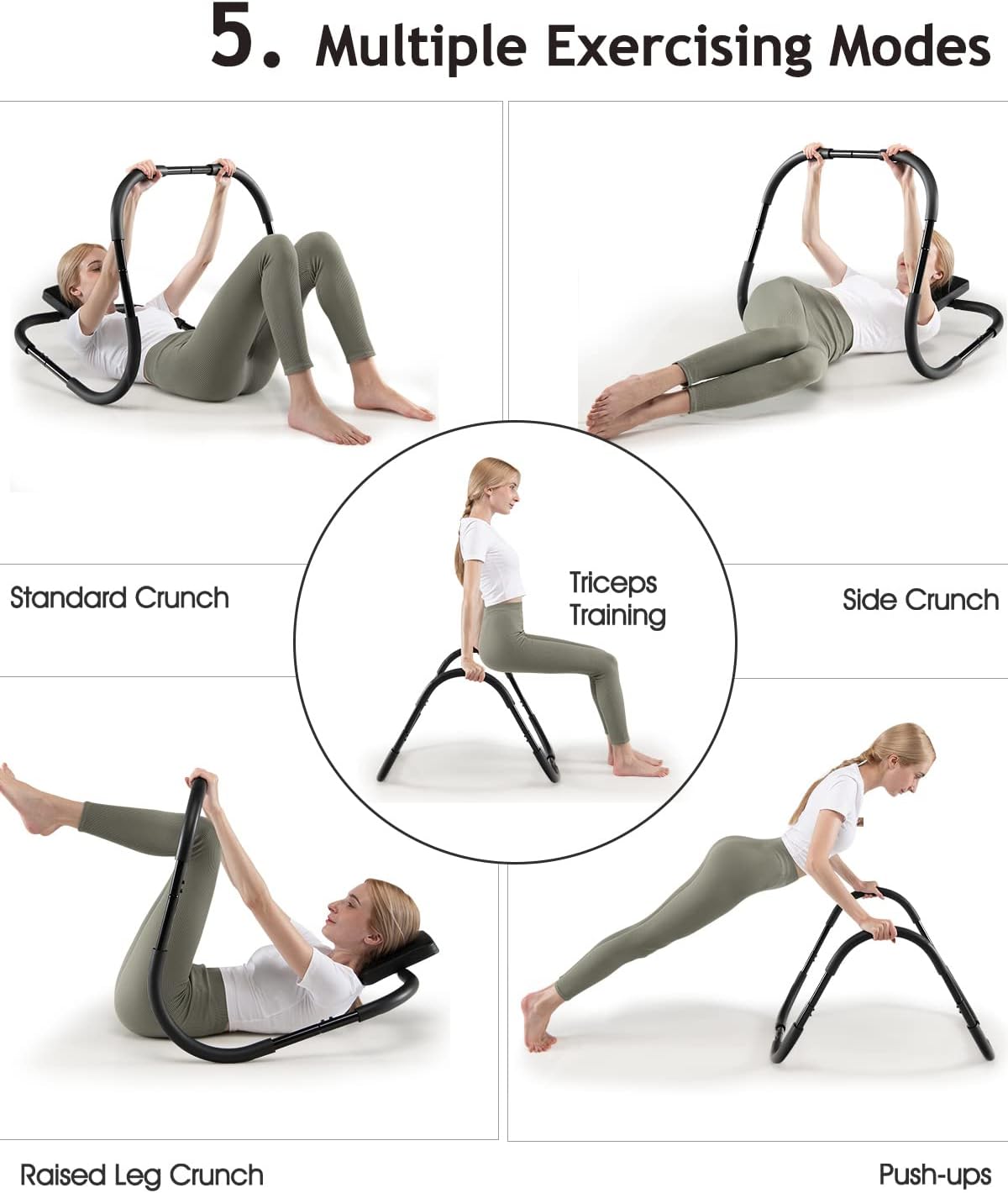 Ab Crunch Trainer Machine,Ab Roller for Home,Portable Sit up Exercise Equipment for Core Strength,Sturdy Ab Workout Equipment,Black