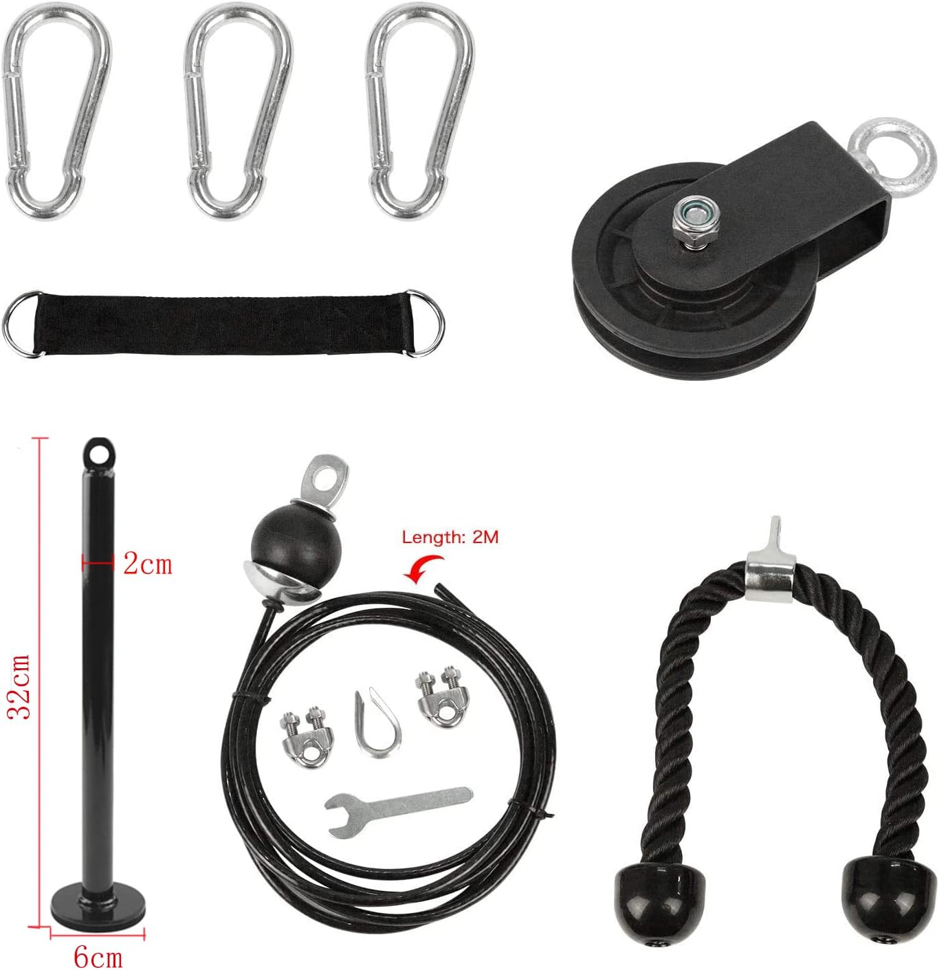 LAT Pull down and Lift Weight Pulley System Cable Machine Pulley Attachment for Triceps Pull Down, Biceps Curl, Back, Forearm, Shoulder Home Gym Equipment