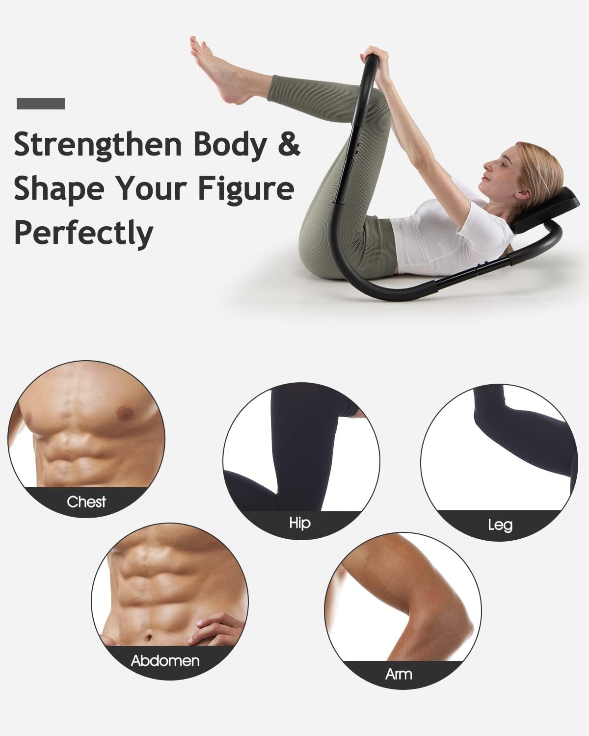 Ab Crunch Trainer Machine,Ab Roller for Home,Portable Sit up Exercise Equipment for Core Strength,Sturdy Ab Workout Equipment,Black
