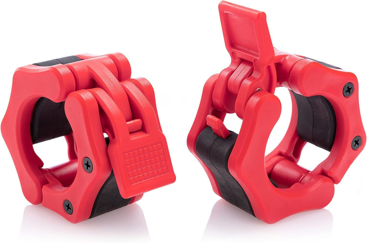 2” Olympic Barbell Clamps - Solid ABS Locking Barbell Collars with Quick Release - for Professional Training Strong Lifts and Olympic Training- Set of 2 (Red)