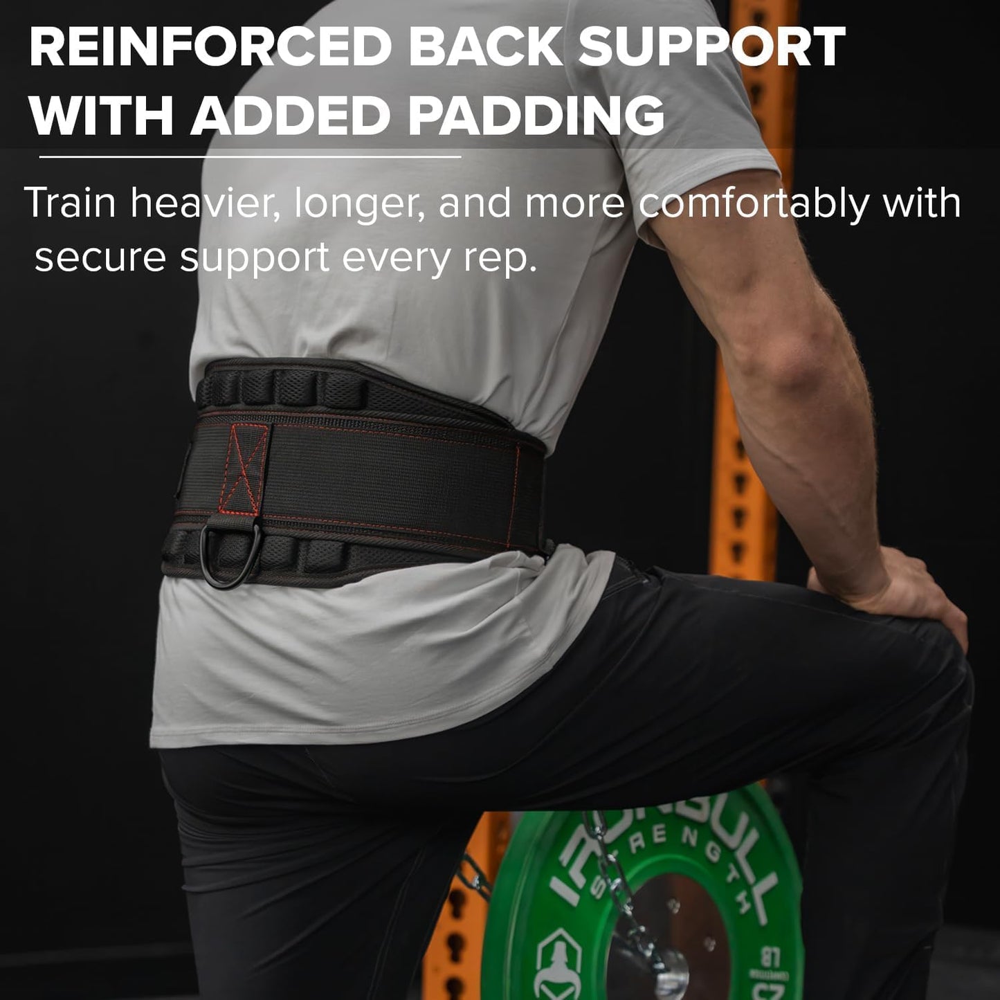 Advanced Dip Belt V2 – Heavy-Duty Weighted Belt with Reinforced Back, Chain & Nylon Strap – 3-Point Anchor D-Rings for Dips, Pull-Ups, Squats & More