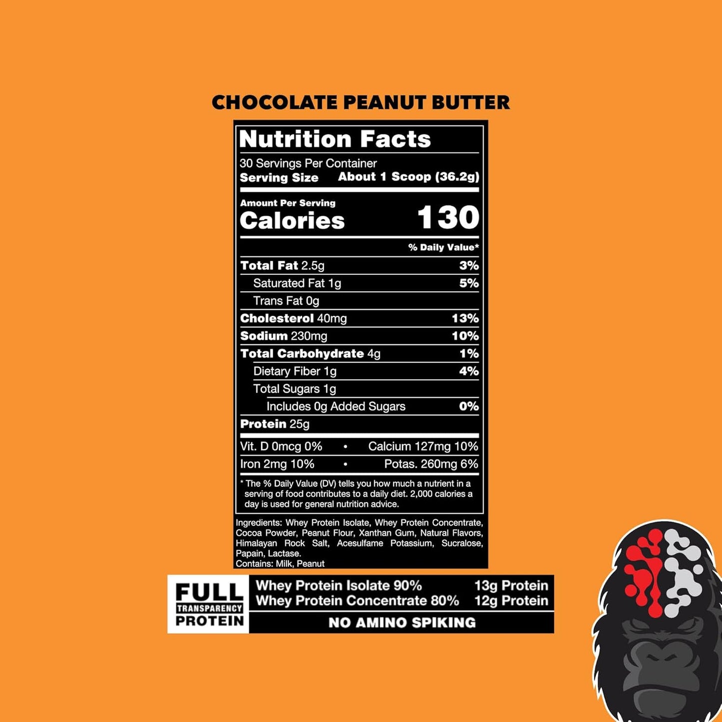 Premium Whey Protein - Chocolate Peanut Butter, 25 Grams of Whey Protein Isolate & Concentrate,Recover and Build Muscle (30 Servings)