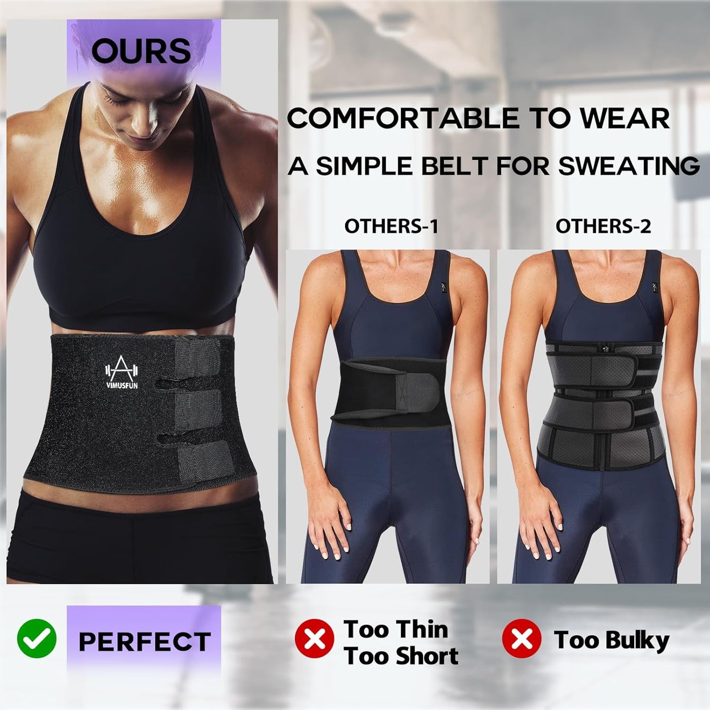 Waist Trimmer for Women Men Belly Fat, Waist Trainer Tummy Stomach Wraps, Exercise Sweat Belt Band Low Back Support