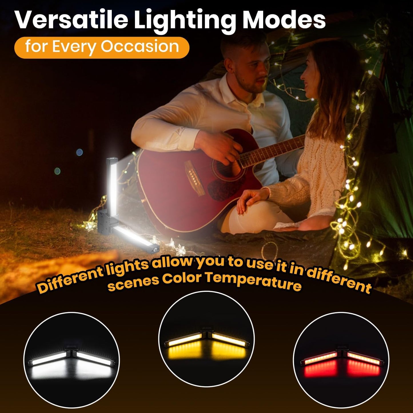 Gym Lamp, Portable Posing Lamp Magnetic LED Flashlight 7Th Gear Dimming with Hanging Hook 180° Folding Gym Light (Black)