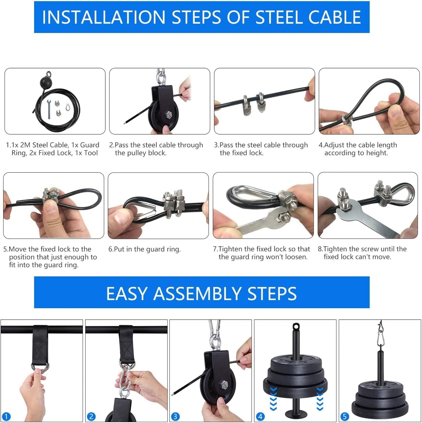 LAT Pull down and Lift Weight Pulley System Cable Machine Pulley Attachment for Triceps Pull Down, Biceps Curl, Back, Forearm, Shoulder Home Gym Equipment