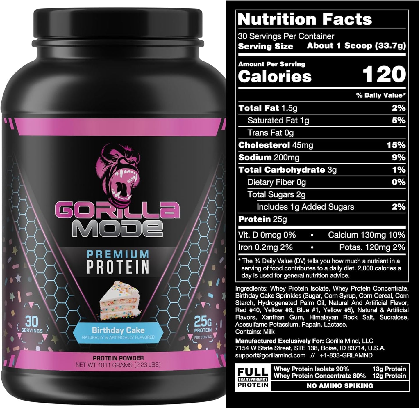 Premium Whey Protein - Birthday Cake, 25 Grams of Whey Protein Isolate & Concentrate,Recover and Build Muscle (30 Servings)