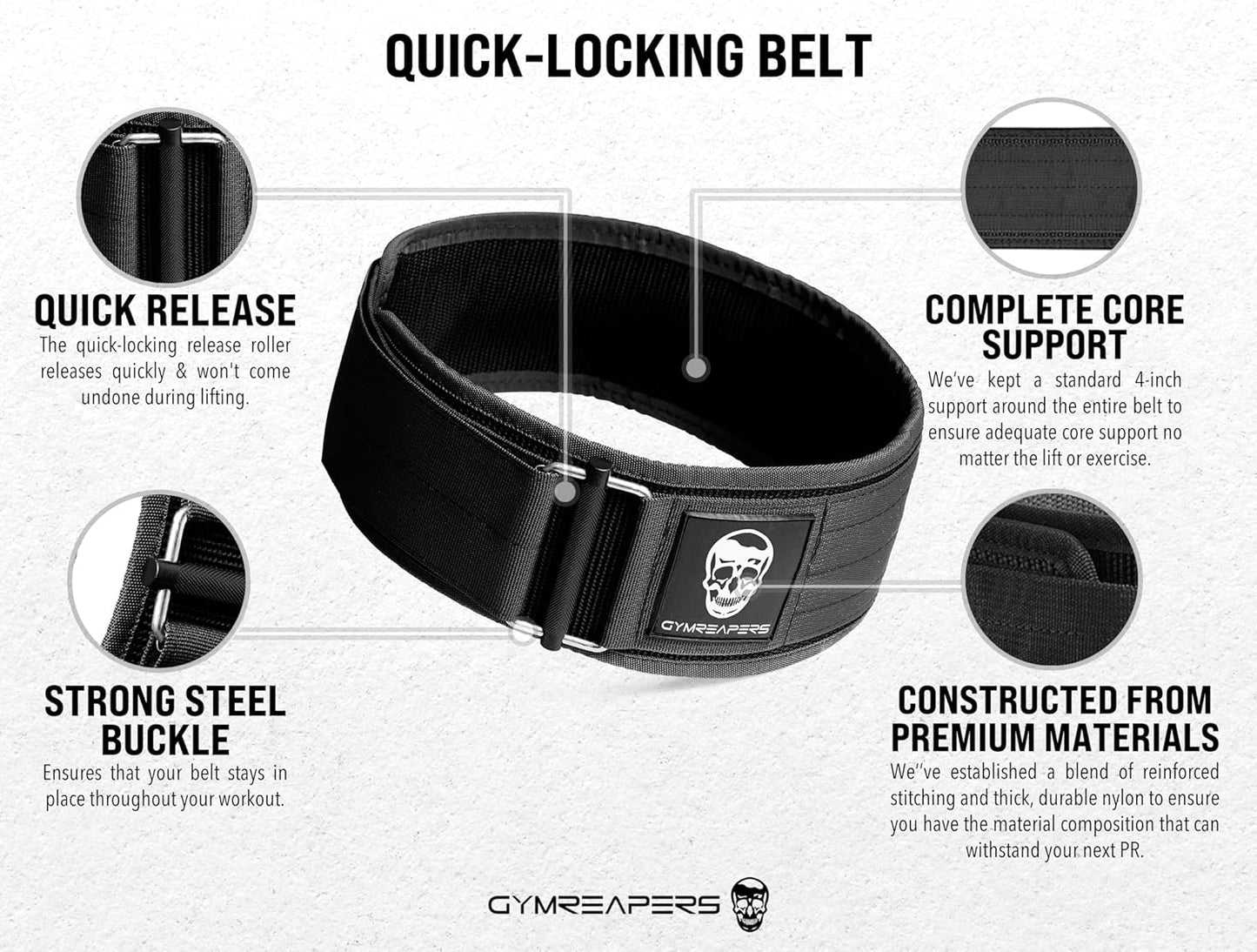 Quick Locking Weight Lifting Belt for Men Gym Belt for Powerlifting Deadlift Belt with 4 Inch Neoprene Metal Buckle Back Support Weightlifting Belt Women