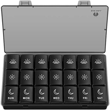 Weekly Pill Organizer 3X a Day, Daily 7 Day Pill Box 3 Times a Day, Travel Medicine Pill Organizer Pill Case Container for Vitamins, Supplements