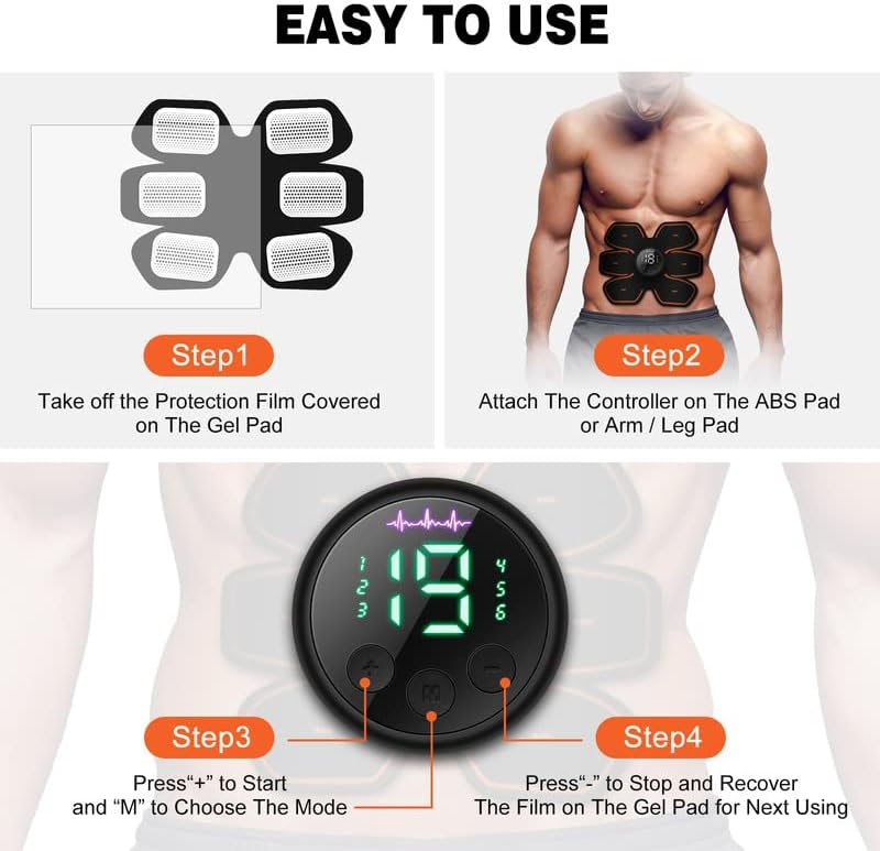 Cepignoly Joinpital ABS Stimulator Workout Equipment, Ab Machine USB Rechargeable Gear for Abdomen/Arm/Leg, Strength Training Equipment for Men and Women