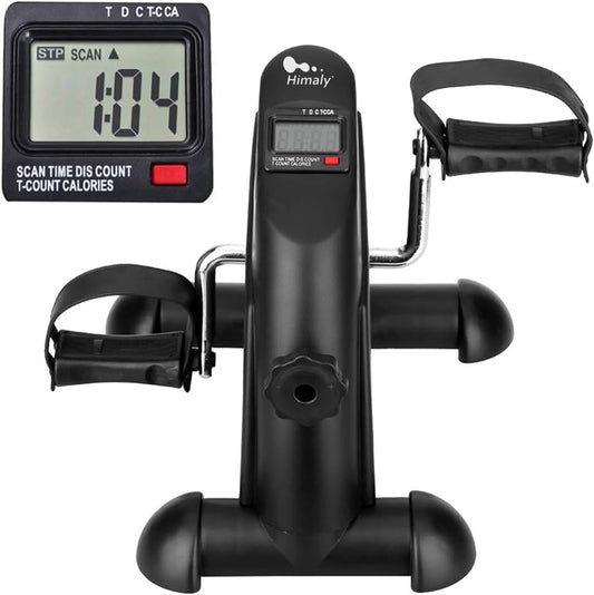Mini Exercise Bike,  under Desk Bike Pedal Exerciser Portable Foot Cycle Arm & Leg Peddler Machine with LCD Screen Displays