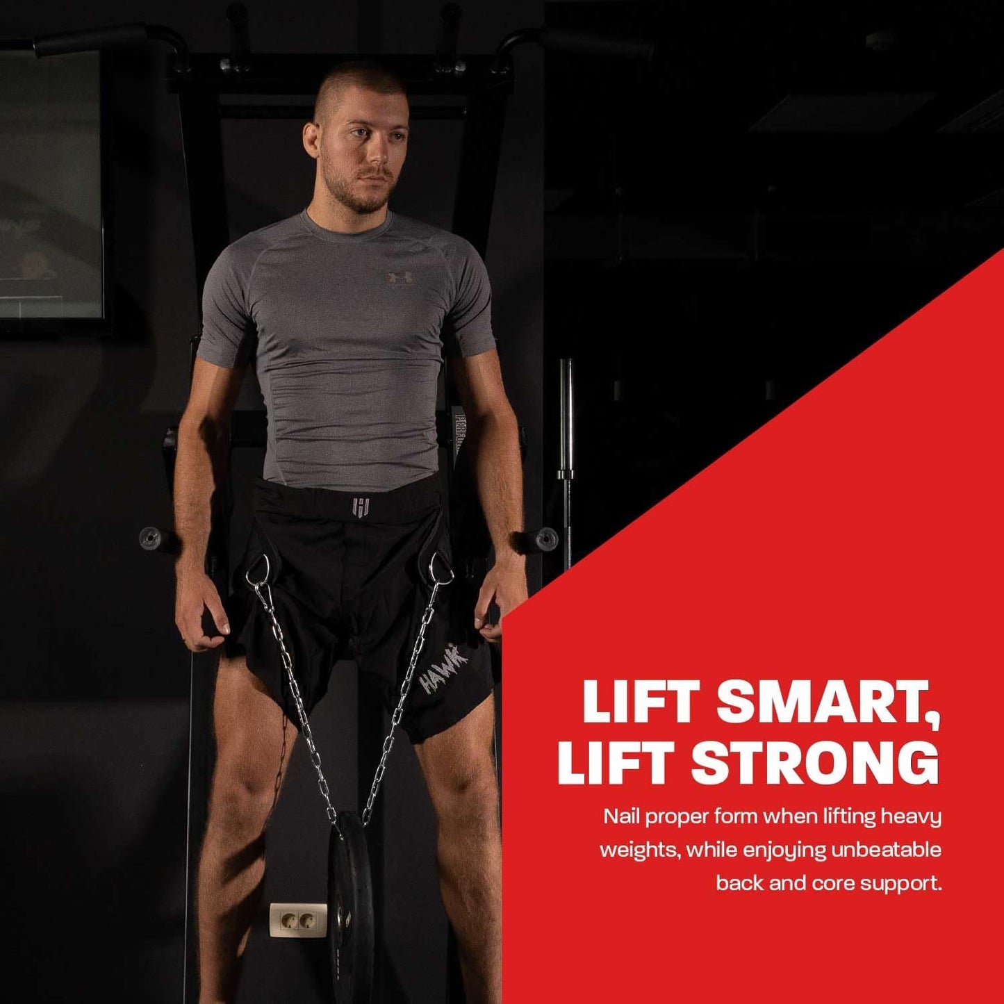 Sports Dip Belt with Chain for Bodyweight Exercises, Black 6" Padded Weightlifting Belt with 36" Steel Chain and D-Ring Carabiners, Lift 300 Lbs. of Dumbbells, Kettlebells, or Weight Plates