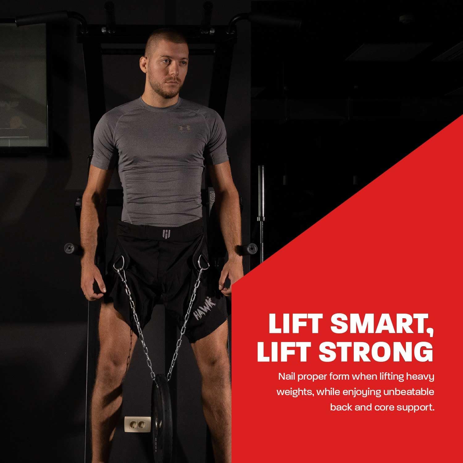 Sports Dip Belt with Chain for Bodyweight Exercises, Black 6" Padded Weightlifting Belt with 36" Steel Chain and D-Ring Carabiners, Lift 300 Lbs. of Dumbbells, Kettlebells, or Weight Plates