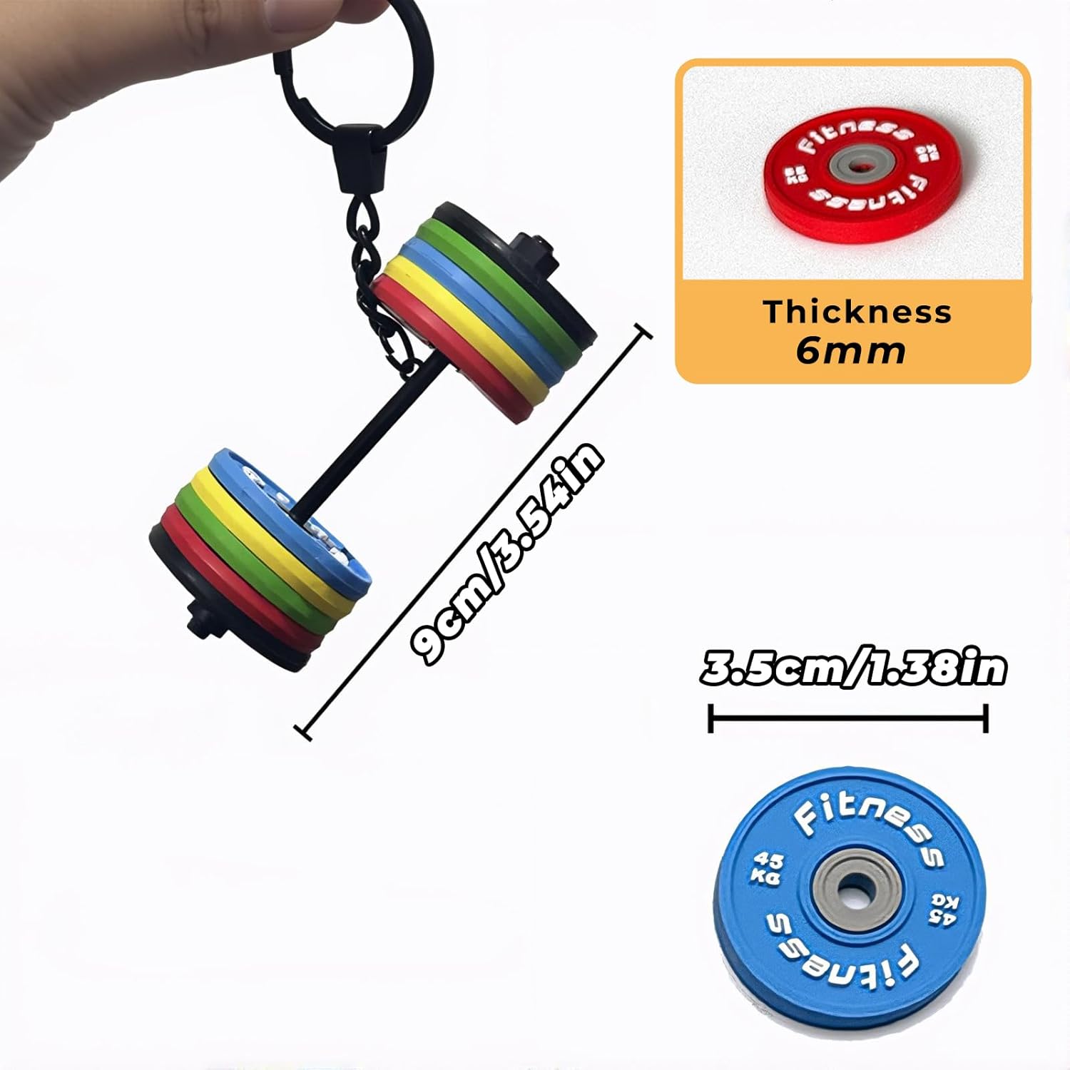 Fitness Keychain Gym Lover Barbell Key Chain Weightlifting Keyring Silicone Weight Plate Gym Gifts Workout Gifts Bag Charm Backpack Charm
