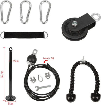 LAT Pull down and Lift Weight Pulley System Cable Machine Pulley Attachment for Triceps Pull Down, Biceps Curl, Back, Forearm, Shoulder Home Gym Equipment