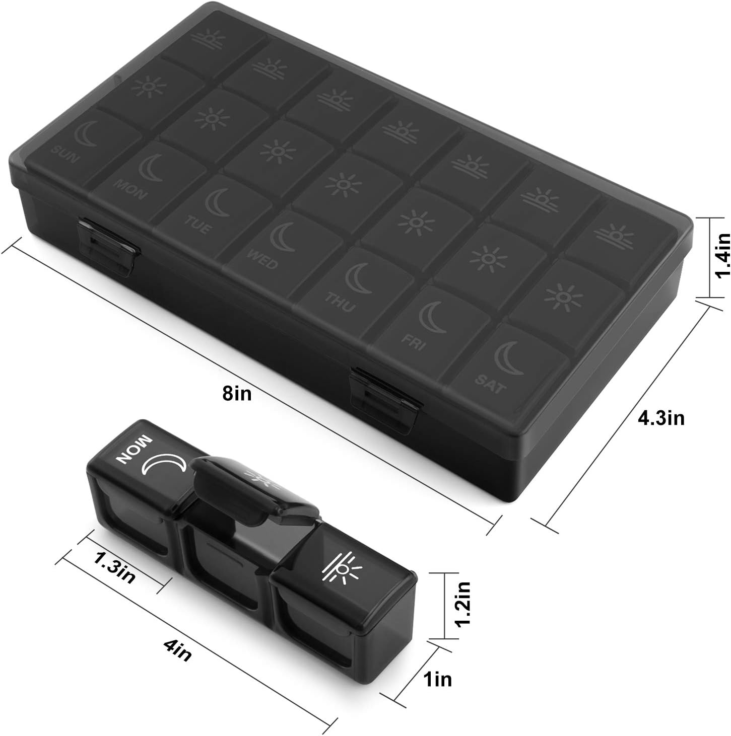 Weekly Pill Organizer 3X a Day, Daily 7 Day Pill Box 3 Times a Day, Travel Medicine Pill Organizer Pill Case Container for Vitamins, Supplements