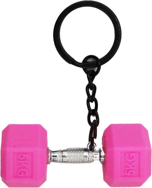 Mini Dumbbell Keychain - Barbell Keychain for Fitness Enthusiast, Pink