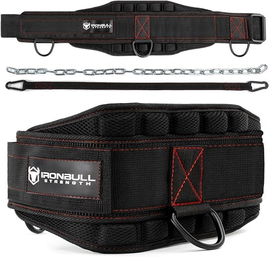Advanced Dip Belt V2 – Heavy-Duty Weighted Belt with Reinforced Back, Chain & Nylon Strap – 3-Point Anchor D-Rings for Dips, Pull-Ups, Squats & More