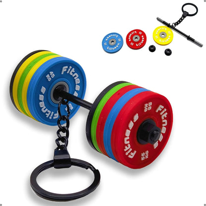 Fitness Keychain Gym Lover Barbell Key Chain Weightlifting Keyring Silicone Weight Plate Gym Gifts Workout Gifts Bag Charm Backpack Charm