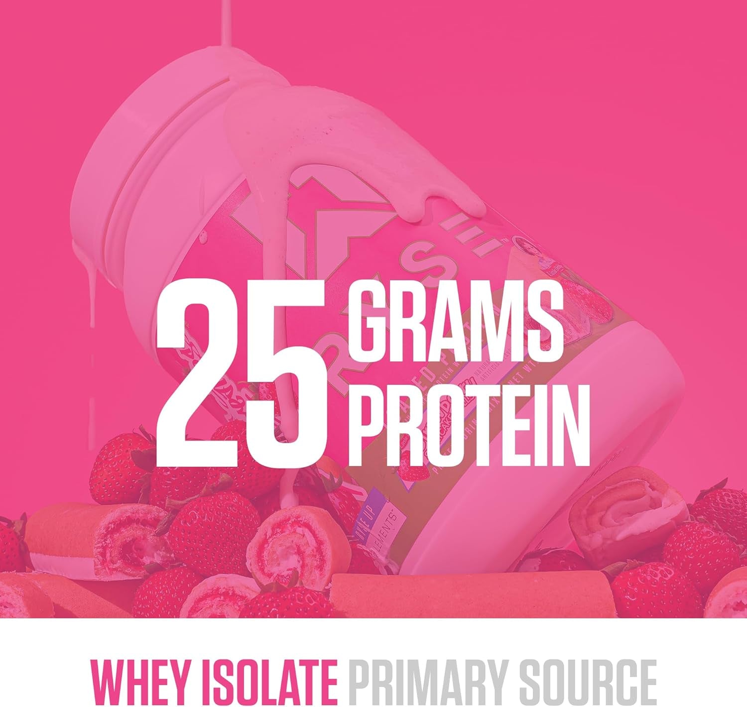 RYSE Loaded Protein Powder - Little Debbie Strawberry Shortcake Rolls - 25G Whey Protein Isolate & Concentrate with Prebiotic Fiber & Mcts - Low Carb & Low Sugar - 27 Servings / 2 Lb Tub