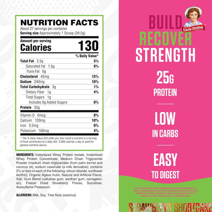 RYSE Loaded Protein Powder - Little Debbie Strawberry Shortcake Rolls - 25G Whey Protein Isolate & Concentrate with Prebiotic Fiber & Mcts - Low Carb & Low Sugar - 27 Servings / 2 Lb Tub
