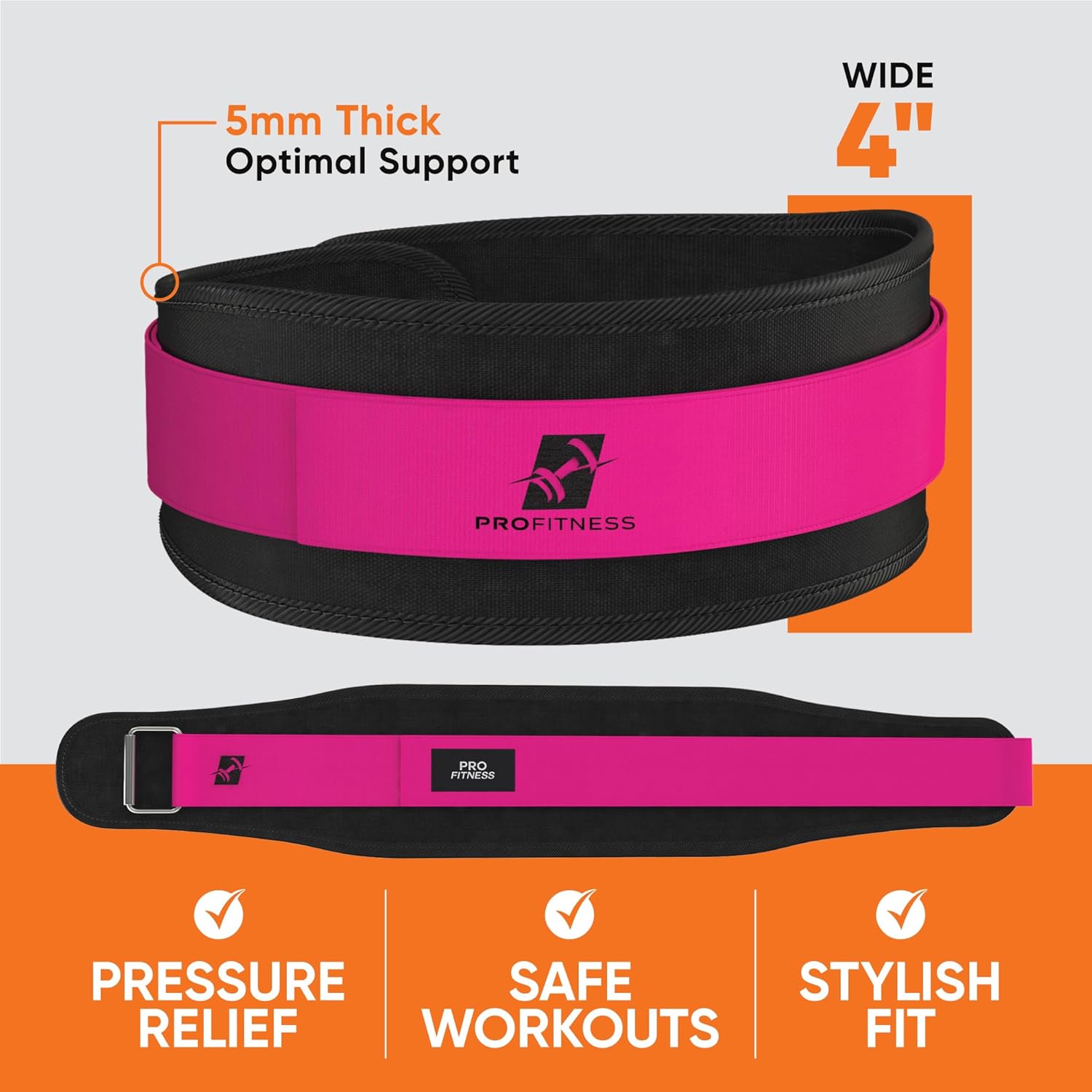Weight Lifting Belt for Women - 4'' Wide Comfortable Workout Belt for Women - Weight Belt for Women Squats & Deadlifts - Back Support Weight Lifting Belt Women & Men