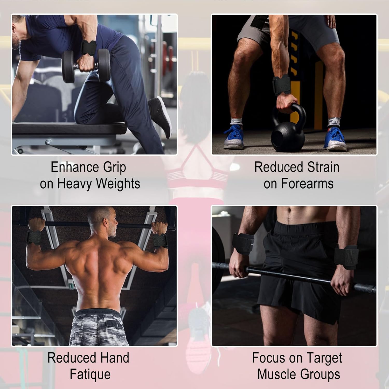 Lifting Hooks for Weight Lifting: Weightlifting Hooks Wrist Straps Hand Grip Support for Deadlift Weightlifting Gym Gloves for Men & Women