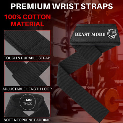 Wrist Lifting Straps with Neoprene Padding Support – Heavy Duty Wrist Workout Straps for Men and Women – Ideal for Powerlifting, Strength Training, Bodybuilding