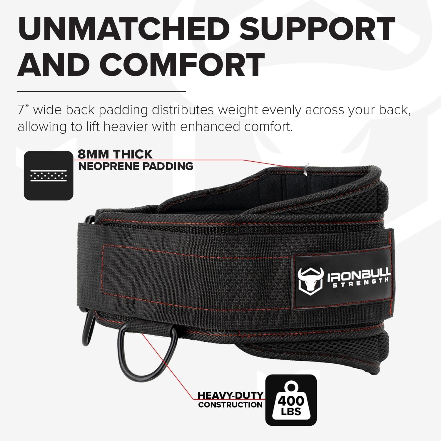 Advanced Dip Belt V2 – Heavy-Duty Weighted Belt with Reinforced Back, Chain & Nylon Strap – 3-Point Anchor D-Rings for Dips, Pull-Ups, Squats & More