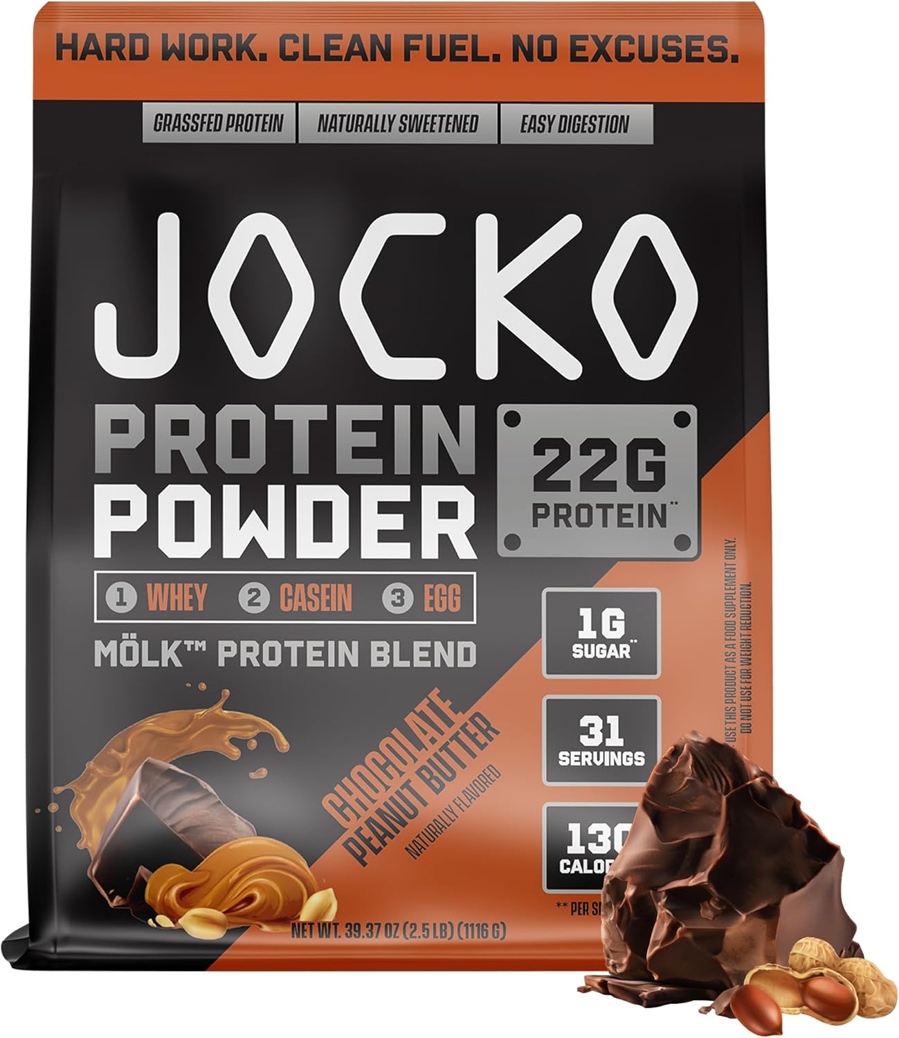Mölk Whey Protein Powder 22G Low Sugar Monk Fruit Blend - Muscle Recovery & Growth, Packaging May Vary (31 Servings, Chocolate Peanut Butter)