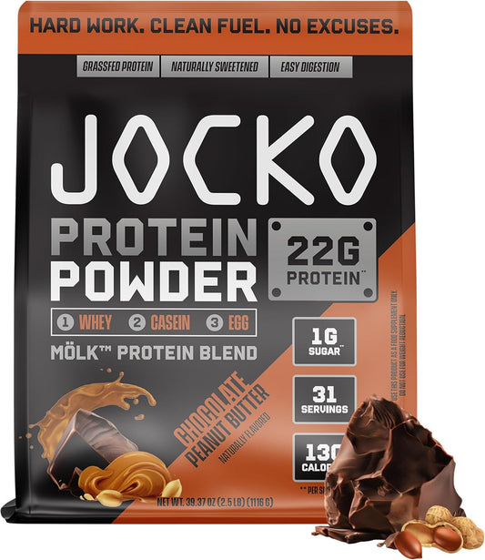 Mölk Whey Protein Powder 22G Low Sugar Monk Fruit Blend - Muscle Recovery & Growth, Packaging May Vary (31 Servings, Chocolate Peanut Butter)