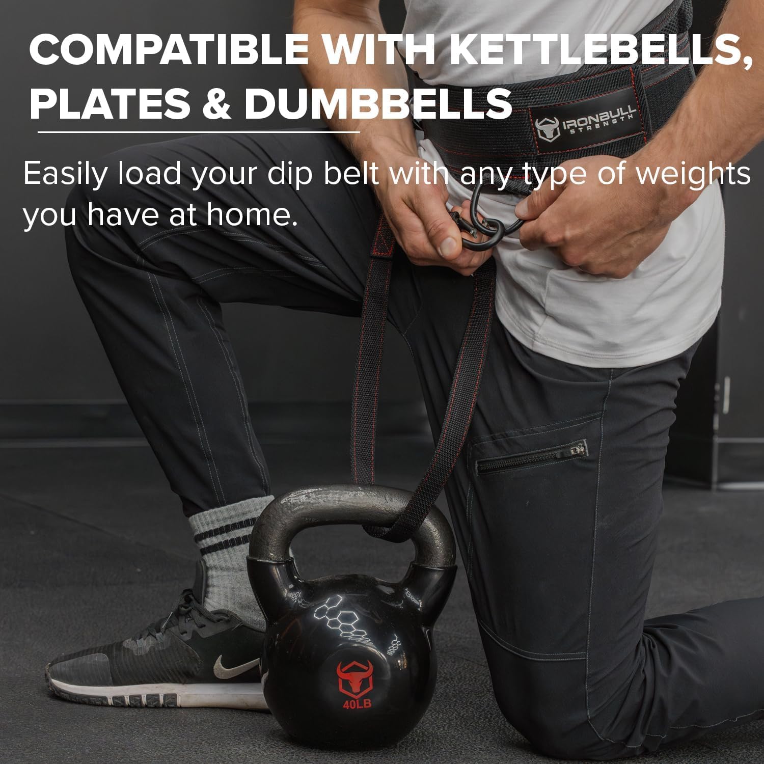 Advanced Dip Belt V2 – Heavy-Duty Weighted Belt with Reinforced Back, Chain & Nylon Strap – 3-Point Anchor D-Rings for Dips, Pull-Ups, Squats & More