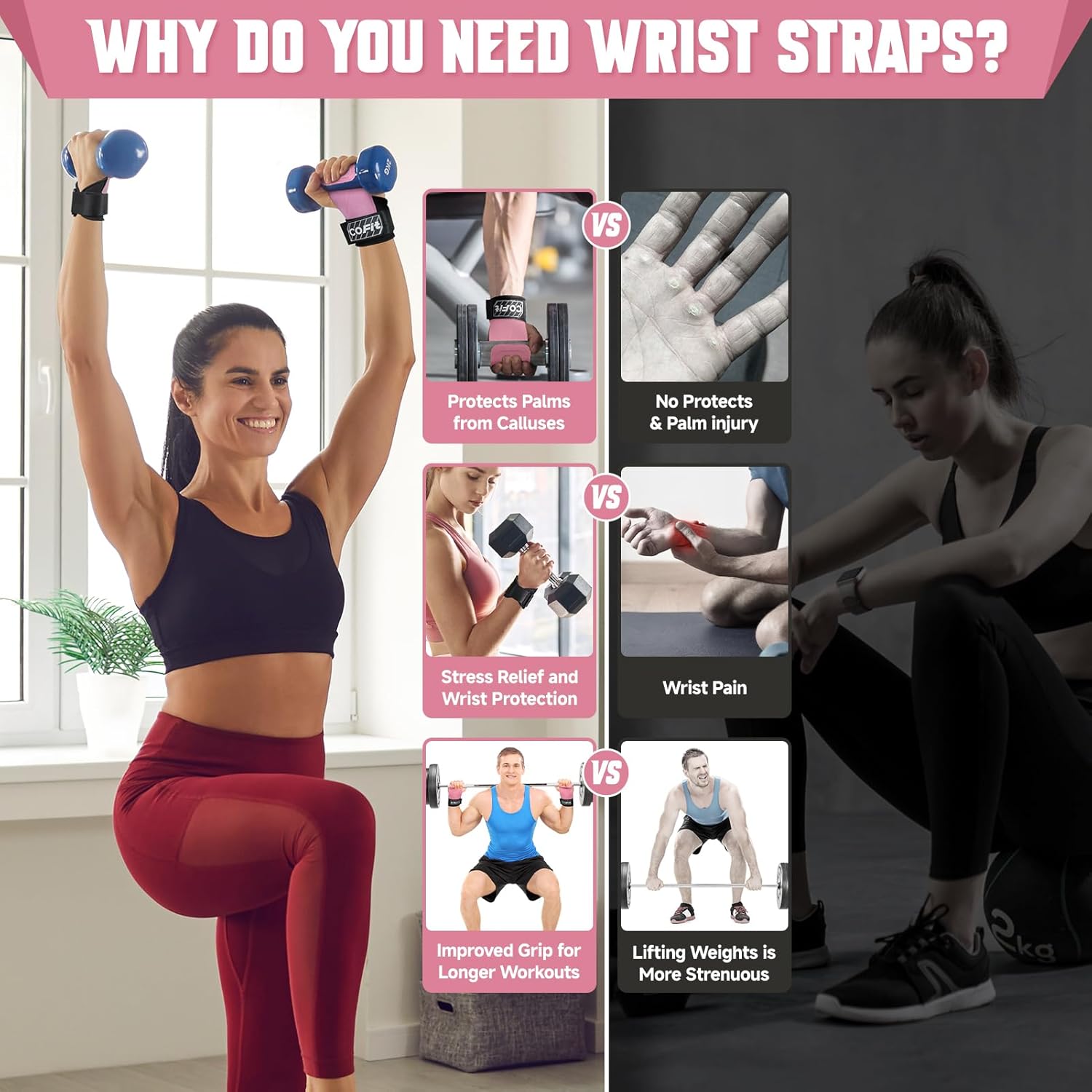 Wrist Straps for Weightlifting, Workout Wrist Wraps with Dual-Layer Oxford Leather, Enhanced Grip for Optimal Hand and Wrist Protection, Gym Lifting Straps for Deadlift and Powerlifting