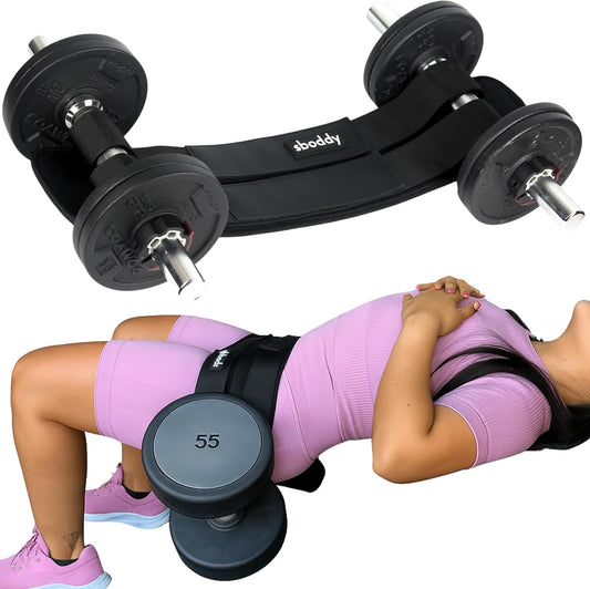 Hip Thrust Belt for Dumbbells Heavy, Kettlebells, Plates, Comfort up to 400 LBS, Double Hook & Loop Booty Builder, Glute Workout Equipment for All Shapes, Use at Home or Gym.