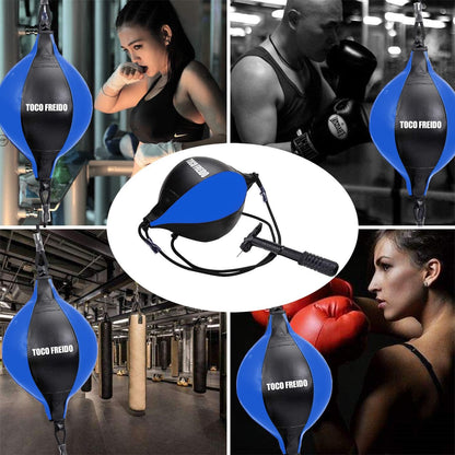 Double End Punching Ball, Speed Bag with Difficulty Levels Boxing Reflex Ball with Headband, Perfect for Reaction, Agility, and Hand Eye Coordination Training