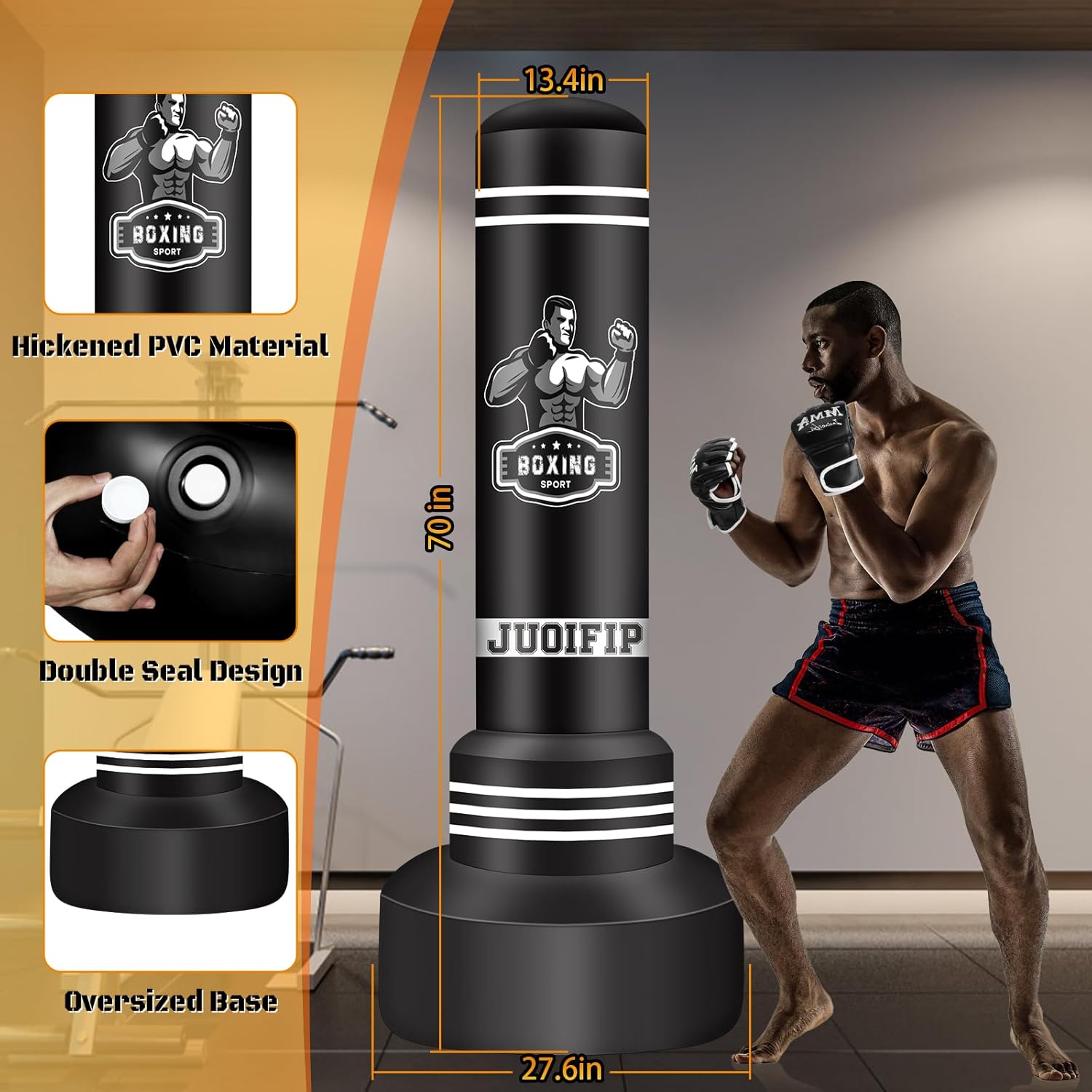 Freestanding Punching Bag for Adults, 70'' Boxing Bag with Stand Kicking Bag Heavy Bag with Boxing Gloves and Electric Air Pump, Women Men Kickboxing Bags for Beginners Training MMA Muay Thai Fitness