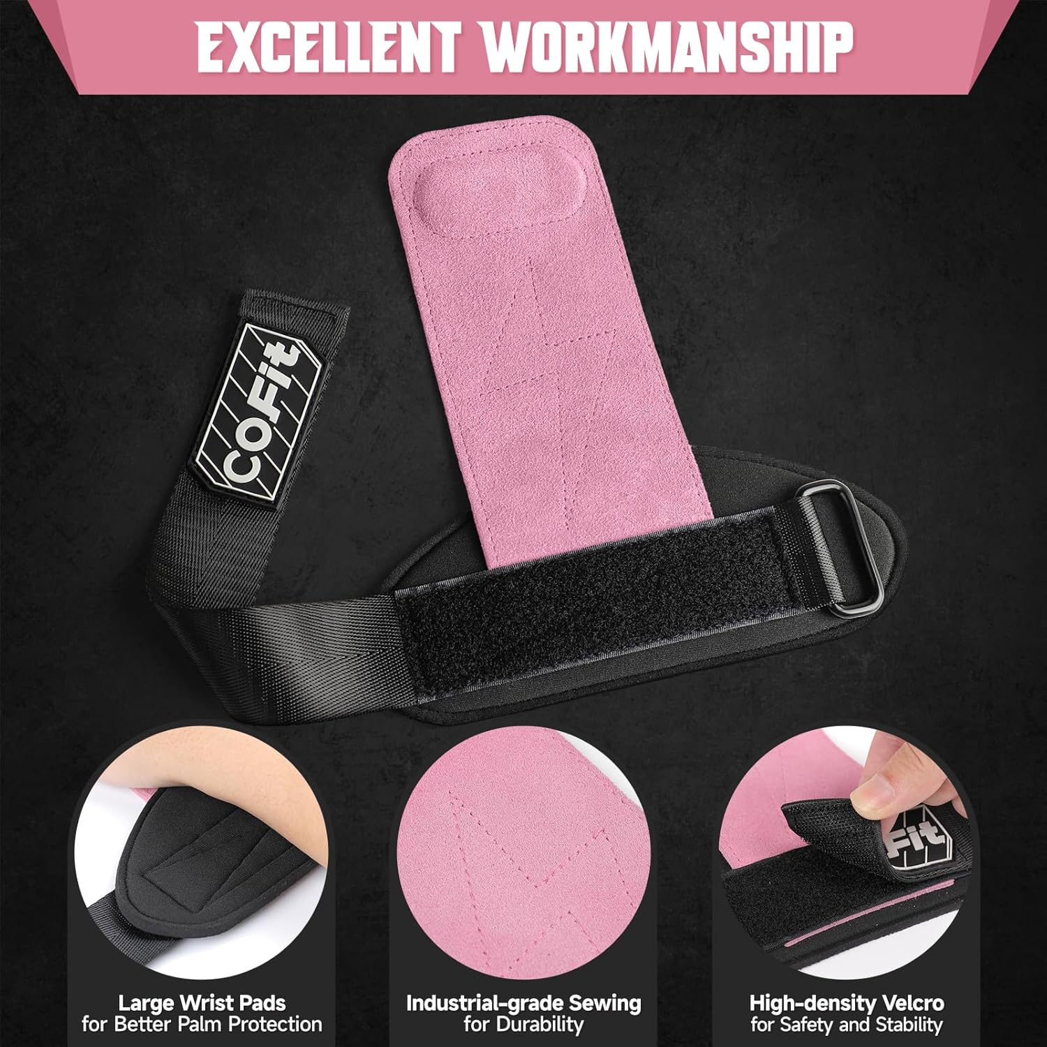 Wrist Straps for Weightlifting, Workout Wrist Wraps with Dual-Layer Oxford Leather, Enhanced Grip for Optimal Hand and Wrist Protection, Gym Lifting Straps for Deadlift and Powerlifting