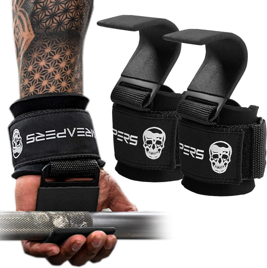 Weight Lifting Hooks (Pair), Heavy Duty Power Wrist Straps Hand Grip Support for Deadlifts, Pull Ups, Shrugs - Gym Gloves for Men and Women