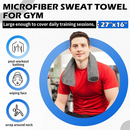 Microfiber Gym Towels, 3 Pack Sweat Towels, 16 X 27 Inch Quick Dry Hand Towels, Absorbent Yoga Towels for Home Gym Bag, Beach Travel Sport Towel, Workout Equipment for Men & Women