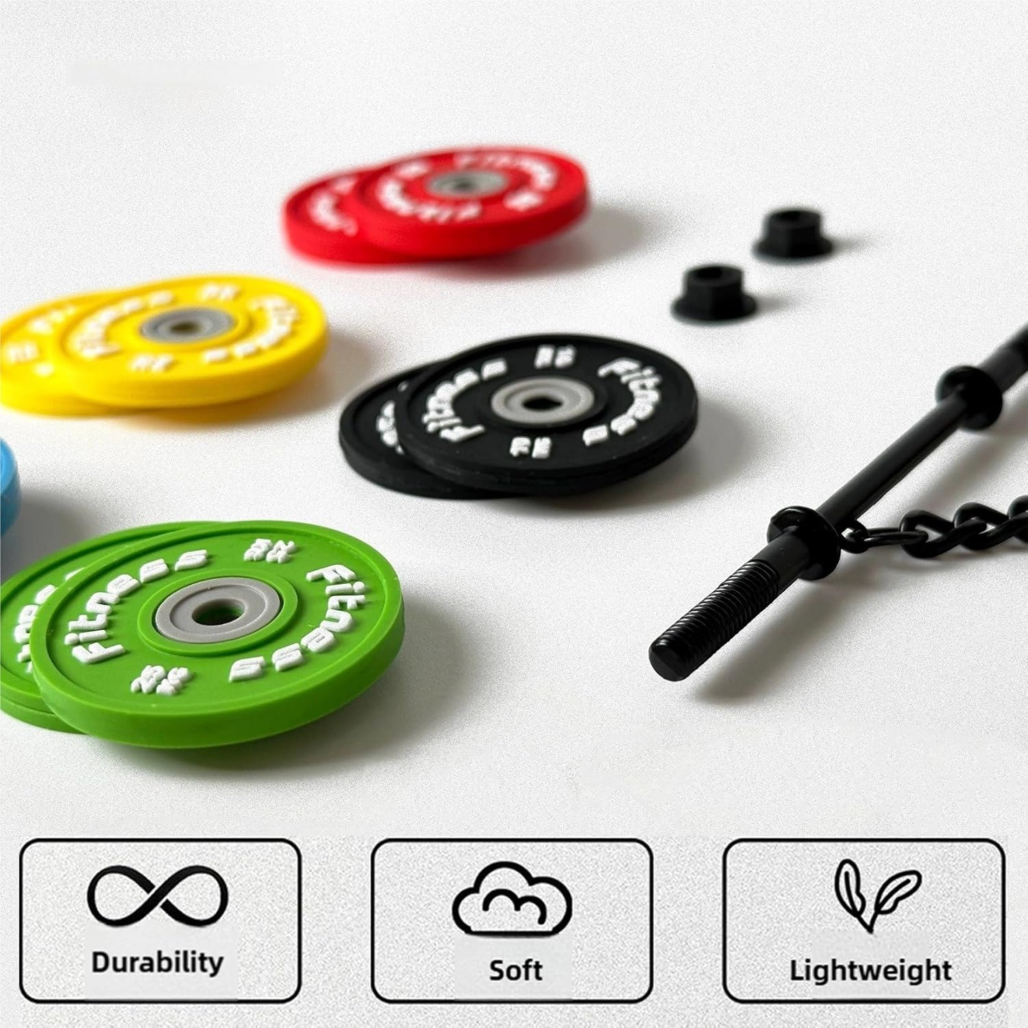 Fitness Keychain Gym Lover Barbell Key Chain Weightlifting Keyring Silicone Weight Plate Gym Gifts Workout Gifts Bag Charm Backpack Charm