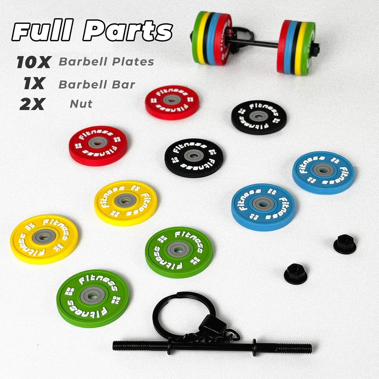 Fitness Keychain Gym Lover Barbell Key Chain Weightlifting Keyring Silicone Weight Plate Gym Gifts Workout Gifts Bag Charm Backpack Charm