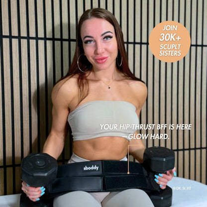 Hip Thrust Belt for Dumbbells Heavy, Kettlebells, Plates, Comfort up to 400 LBS, Double Hook & Loop Booty Builder, Glute Workout Equipment for All Shapes, Use at Home or Gym.