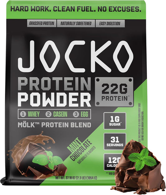 Mölk Whey Protein Powder 22G Low Sugar Monk Fruit Blend - Muscle Recovery & Growth, Packaging May Vary (31 Servings, Mint Chocolate)